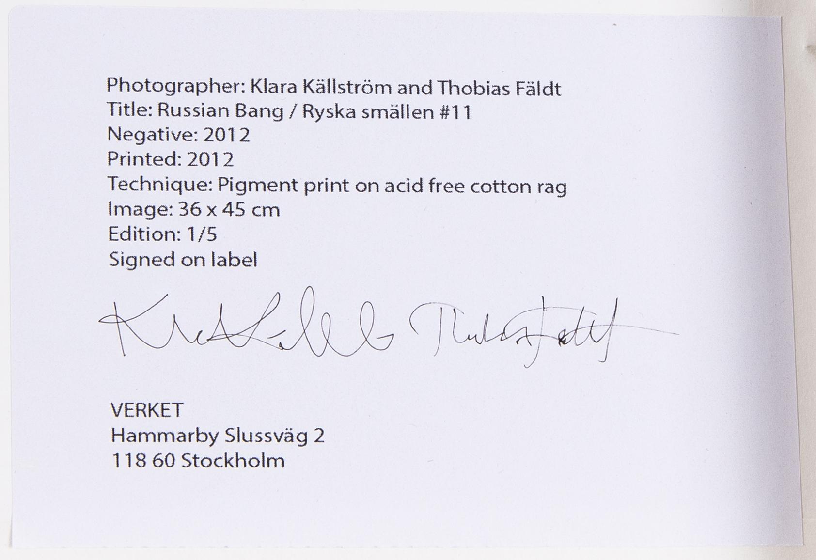 Klara Källström & Thobias Fäldt, photograph signed and numbered 1