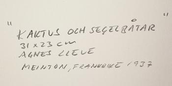 AGNES CLEVE, akvarell/tusch, signerad.