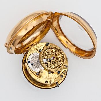 A gold verge pocket watch, Bourdillon, Stockholm, late 18th century.