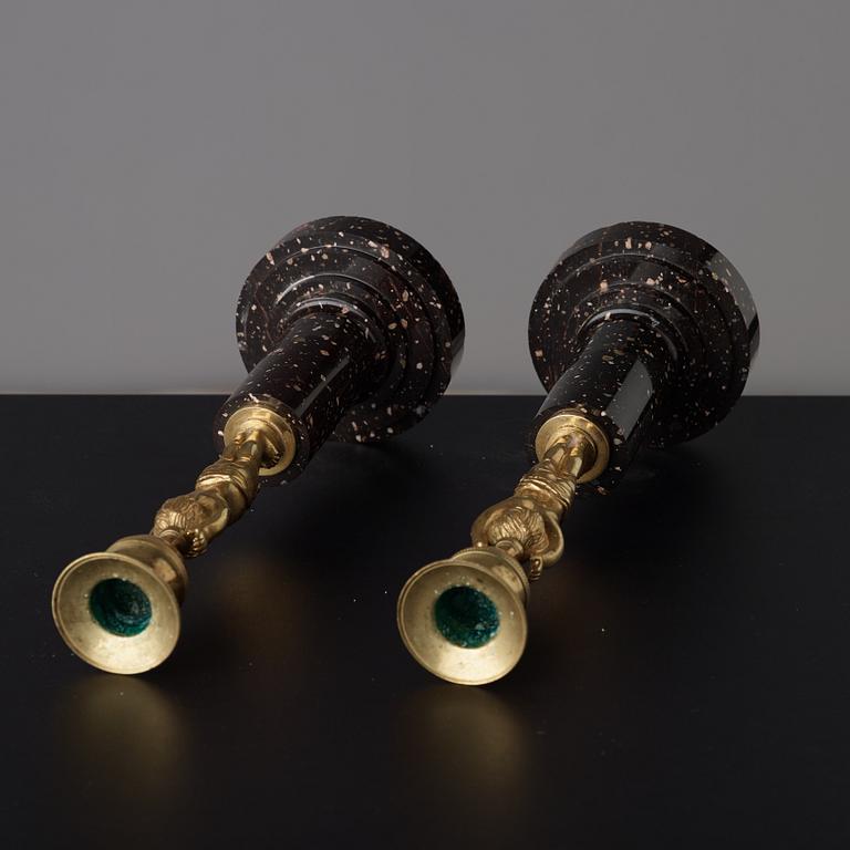 A pair of late Gustavian circa 1800 candlesticks.