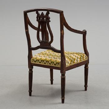 An armchair, probably Italian, 19th c, belonged to Queen Victoria, Solliden, the embroidery by King Gustav V.