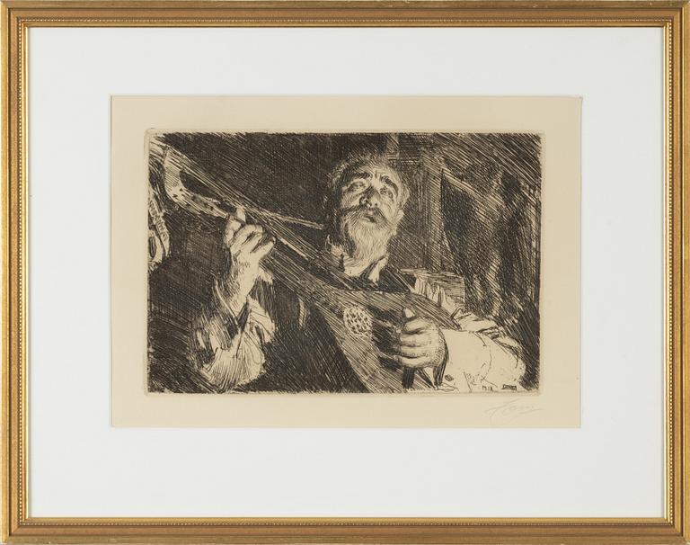 Anders Zorn, etsning, 1918, signerad i blyerts.