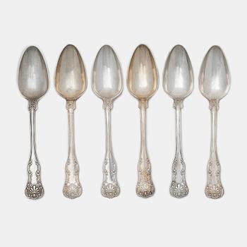 Six Swedish silver spoons, mark of HG Vogt, Kristianstad, 1847.