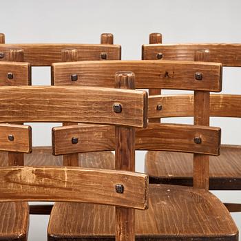An Axel Einar Hjorth stained pine dining set 'Sandhamn', Nordiska Kompaniet, Sweden 1931-33.