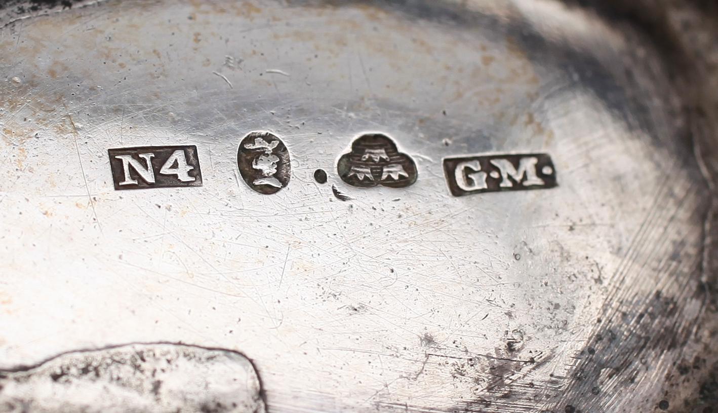 GRÄDDKANNA, silver, Gustaf Möllenborg, Stockholm, 1843. Vikt ca 173 g.