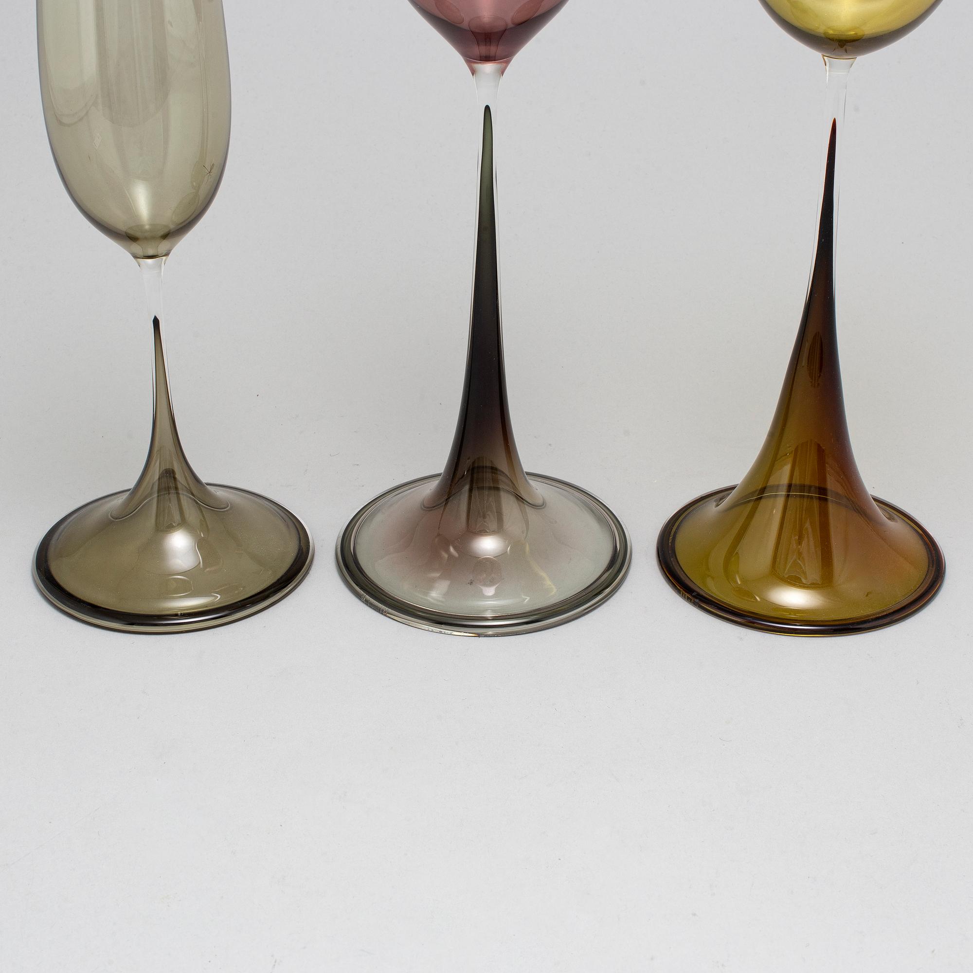 Nils Landberg, a set of three "Tulip" glass vases, Orrefors Expo.