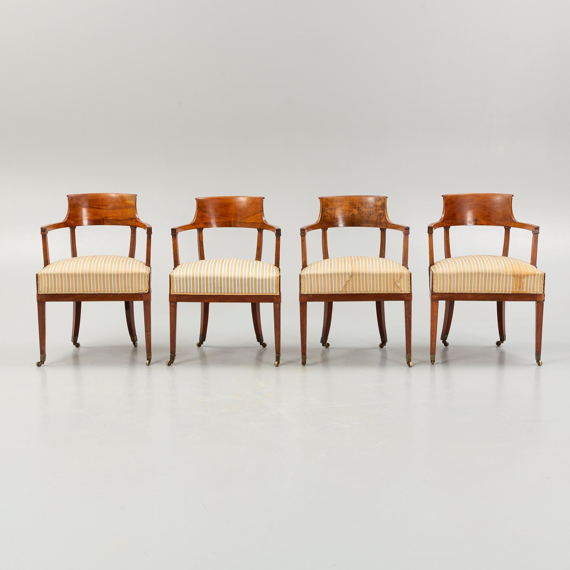 Karmstolar, 4 st, 1800-talets mitt.