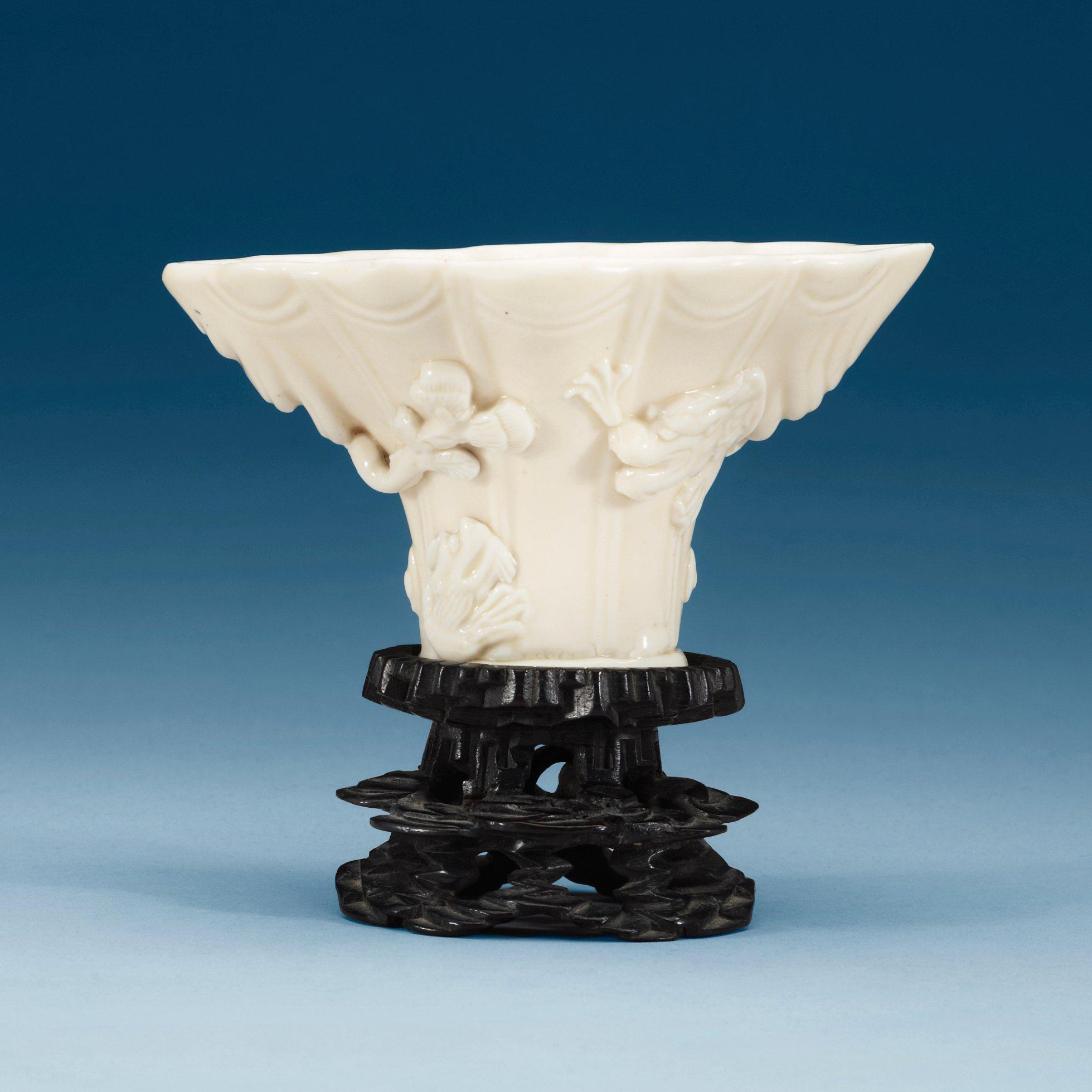 A blanc de chine libation cup, Qing dynasty, presumably Kangxi (1662-1722).