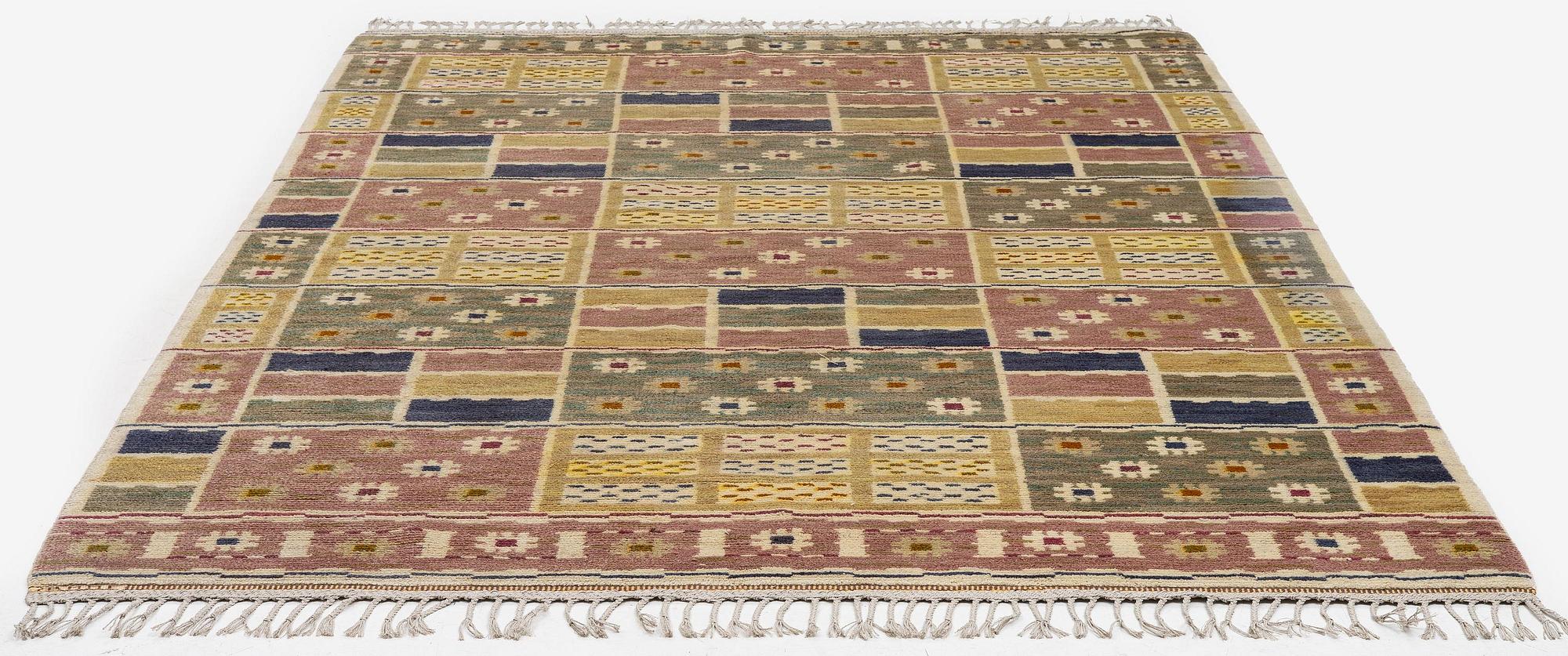 Märta Måås-Fjetterström, a 'Ängarna' carpet, knotted pile, c. 305 x 208 cm, signed AB MMF.