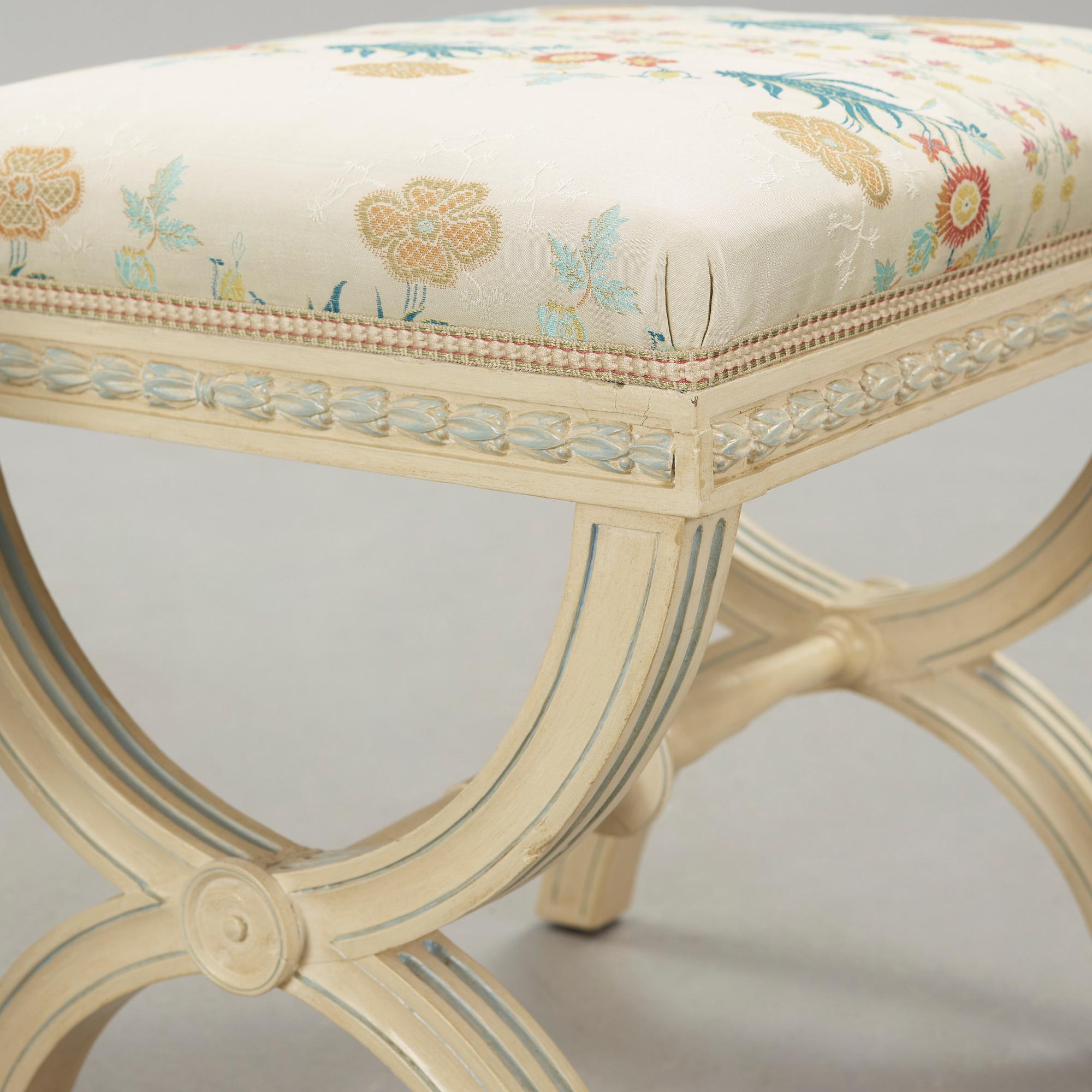 A pair of painted late gustavian stools by Ephraim Ståhl(active 1794-1820).