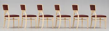 Ferdinand Boberg, A set of six Ferdinand Boberg Art Nouveau chairs, Sweden, circa 1900.