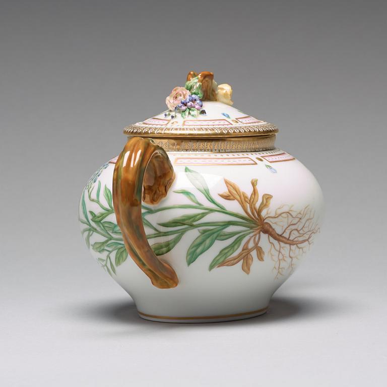 A Royal Copenhagen 'Flora Danica' tea pot with cover, Royal Copenhagen, Denmark, 20th Century.