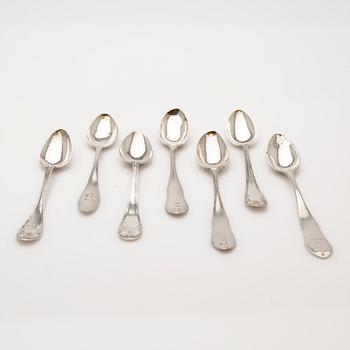 Coffee spoons, 7 pieces, silver, 1810-1903, Sweden.