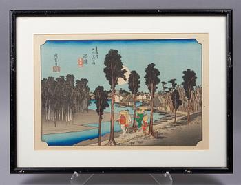 HIROSHIGE, träsnitt Japan. 1800/1900-tal.