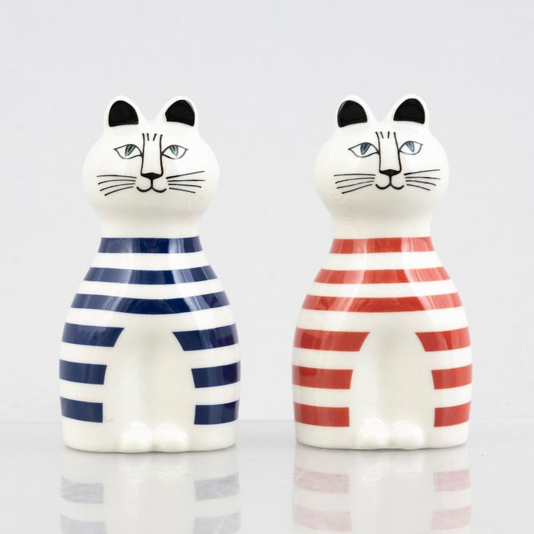 Lisa Larson, ljusstakar, 6 st, ljuslykta samt salt- och pepparströare, stengods och majolika, bl.a. Höganäs.