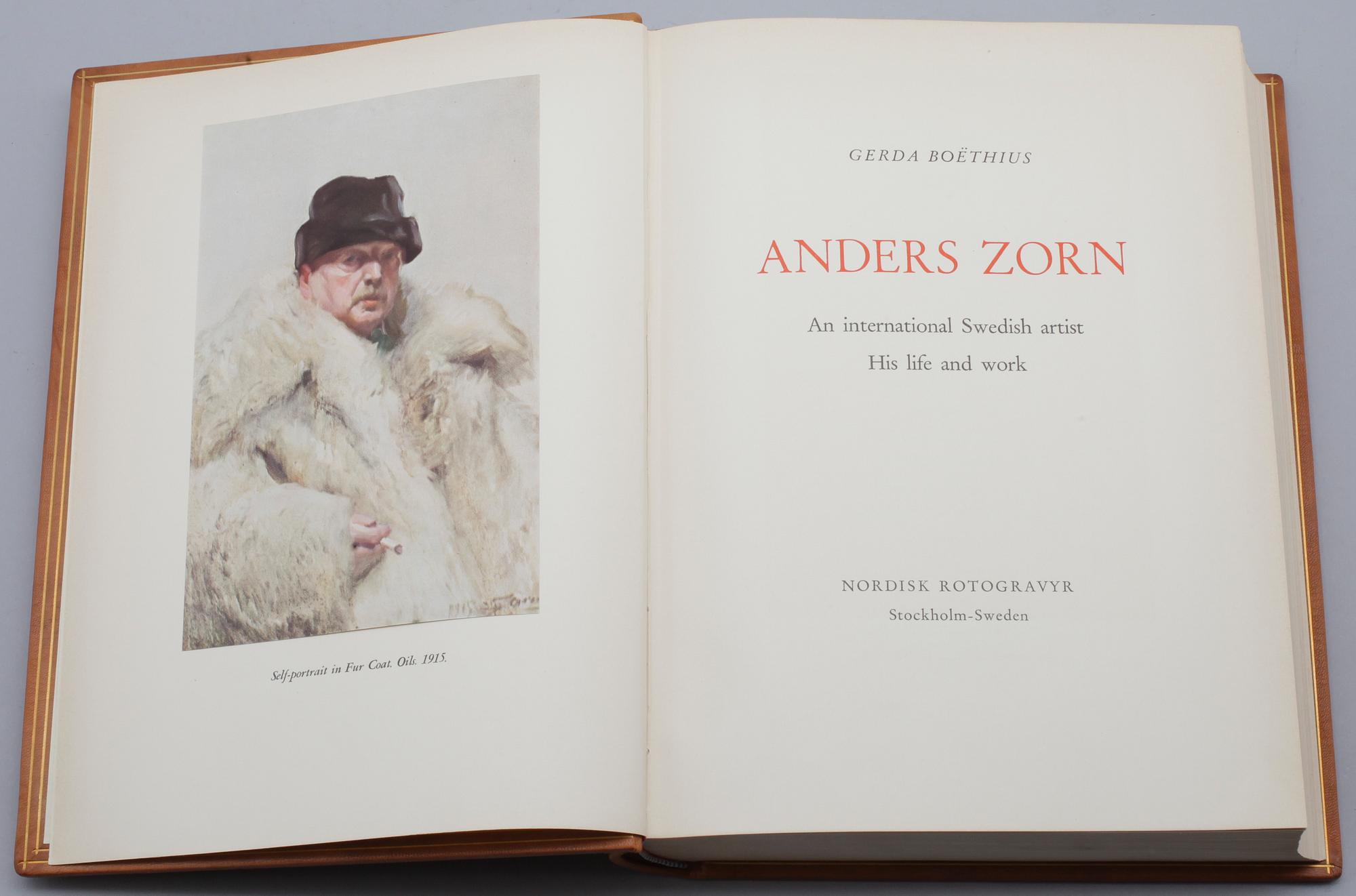 BOK: Anders Zorn, Gerda Boëtius, Nordisk Rotogravyr, Stockholm 1954. Engelsk version.