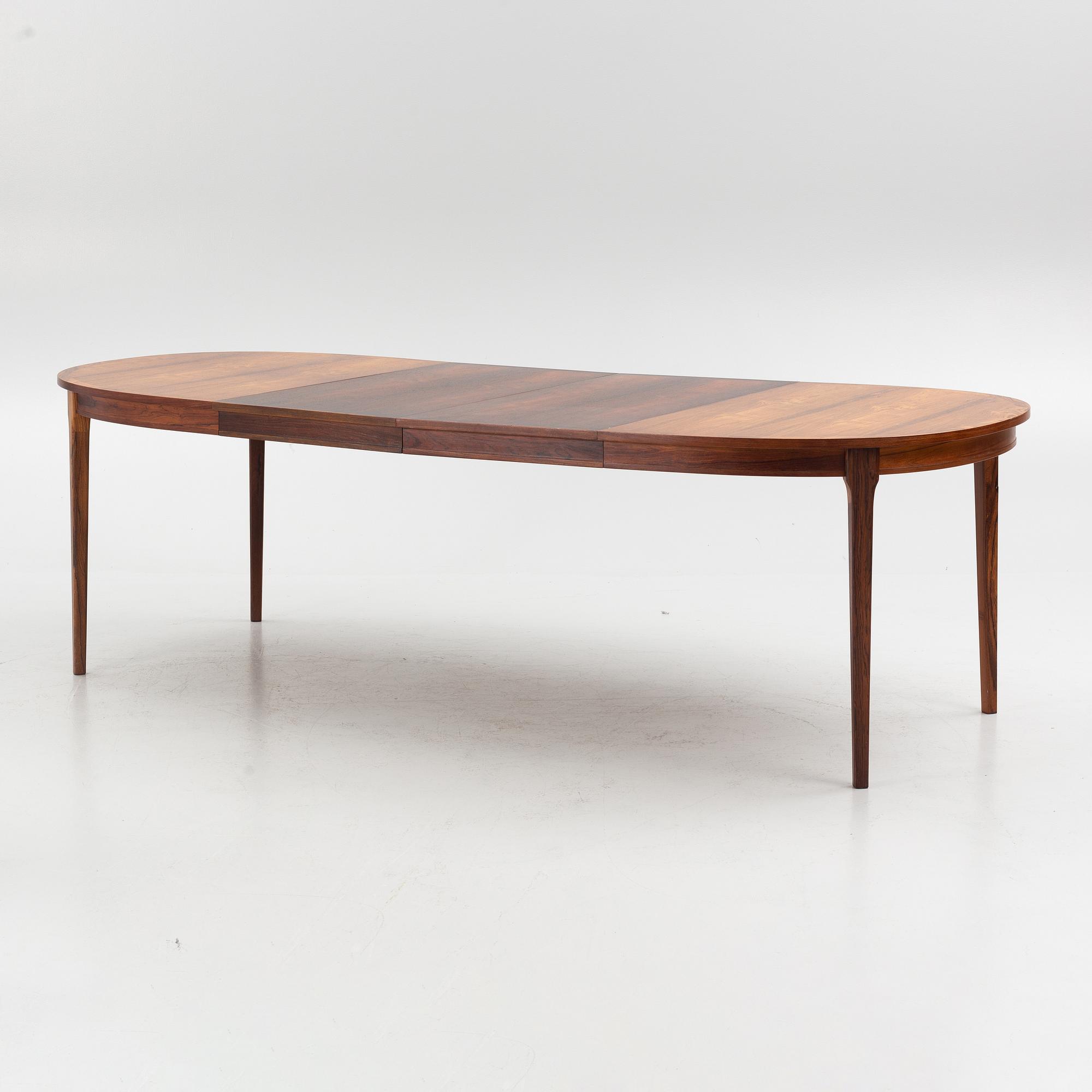 Matbord och stolar, 8 st, A.B. Linde Nilsson Lammhult, 1960-tal.