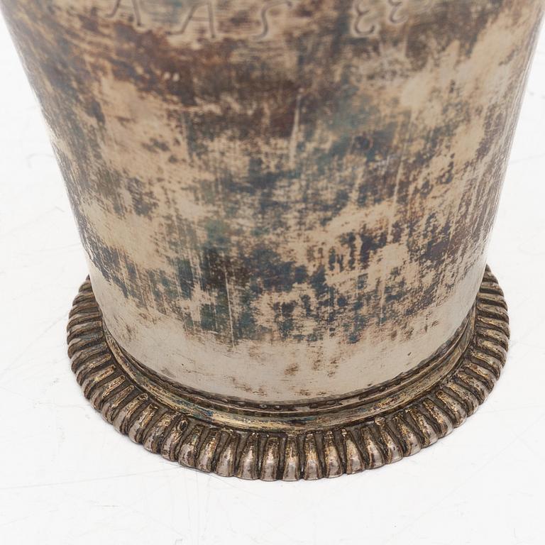 A Swedish silver beaker, mark of Olof Fernlöf, Gothenburg (1720–66).