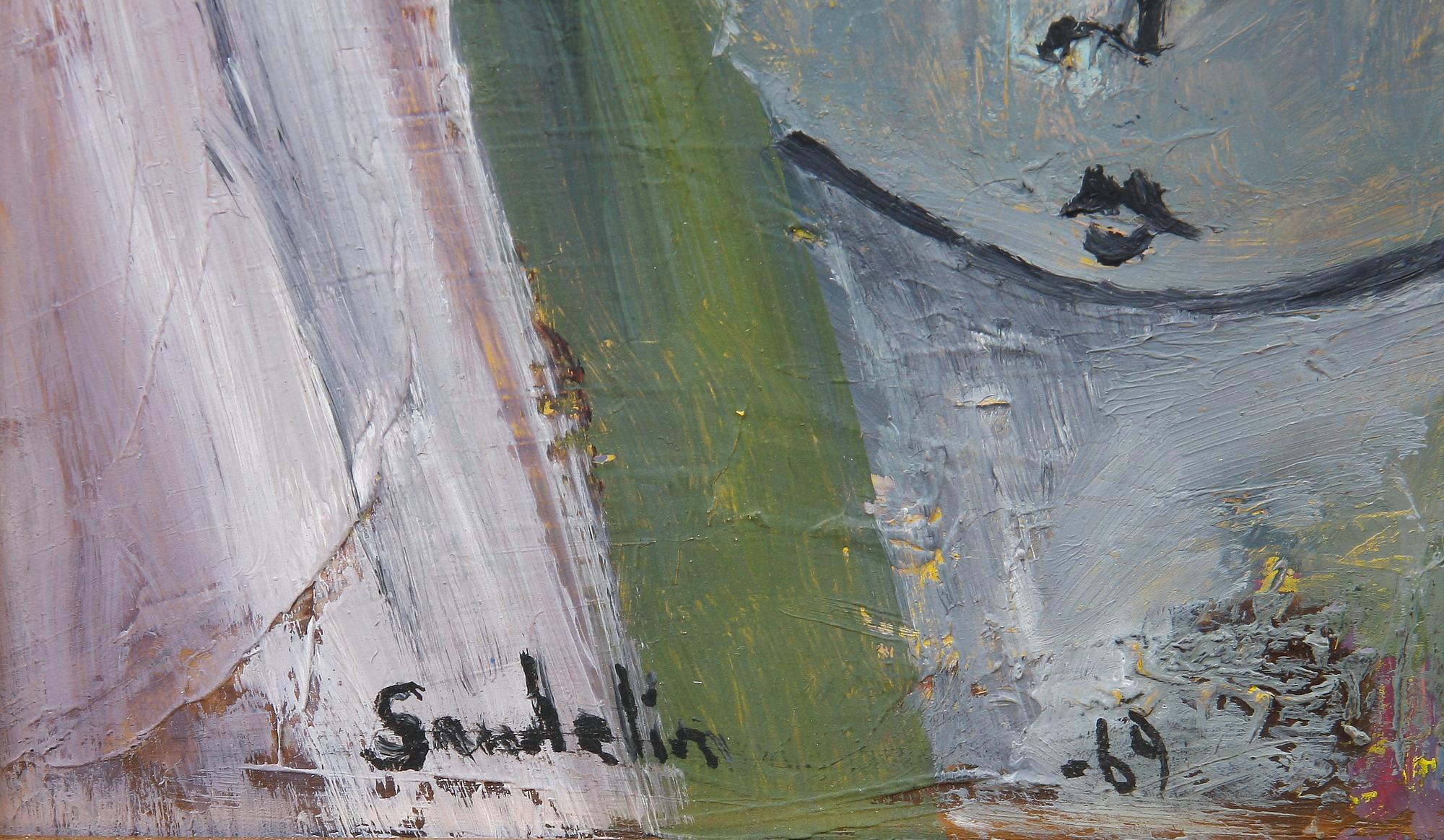 SANDELIN, BÖRJE, olja på pannå. Sign och dat -69.