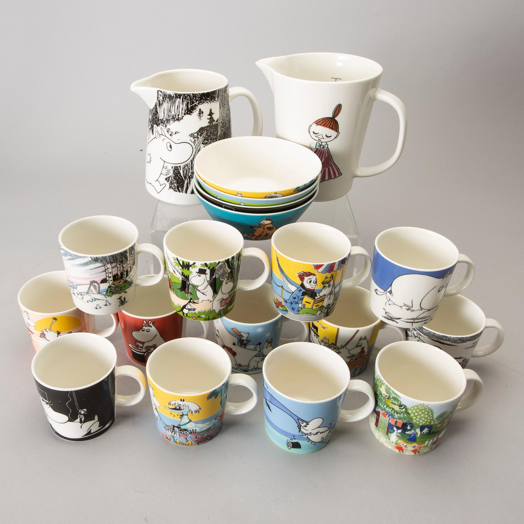 MUMIN SERVISDELAR, 19 delar, porslin, Moomin Characters, Arabia, Finland.