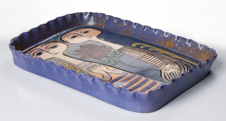 Birger Kaipiainen, a rectangular ceramic tray, Arabia, Finland 1950s.