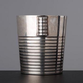 Luc Lanel, a silver plated champagne cooler, Christofle, France ca 1935.