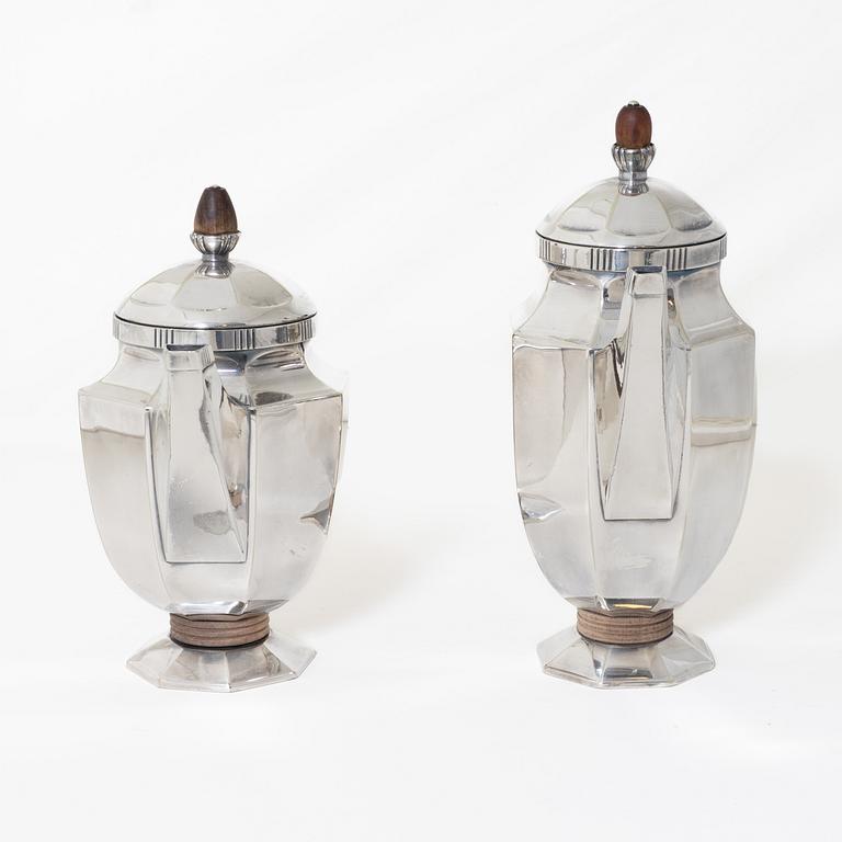Kaffeservis, 5 delar, nysilver, Christofle Orfèvrerie Gallia, Paris, Frankrike, 1930-tal.