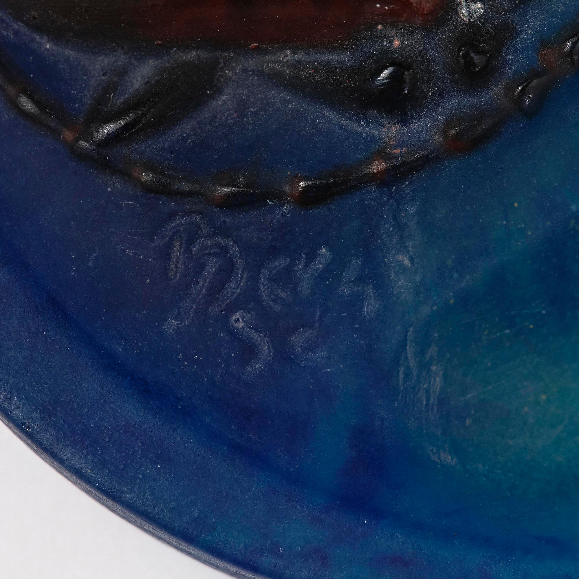 Almaric Walter, & Henri Bergé, a pâte de verre beetle ashtray, Nancy, France, early 20th century.