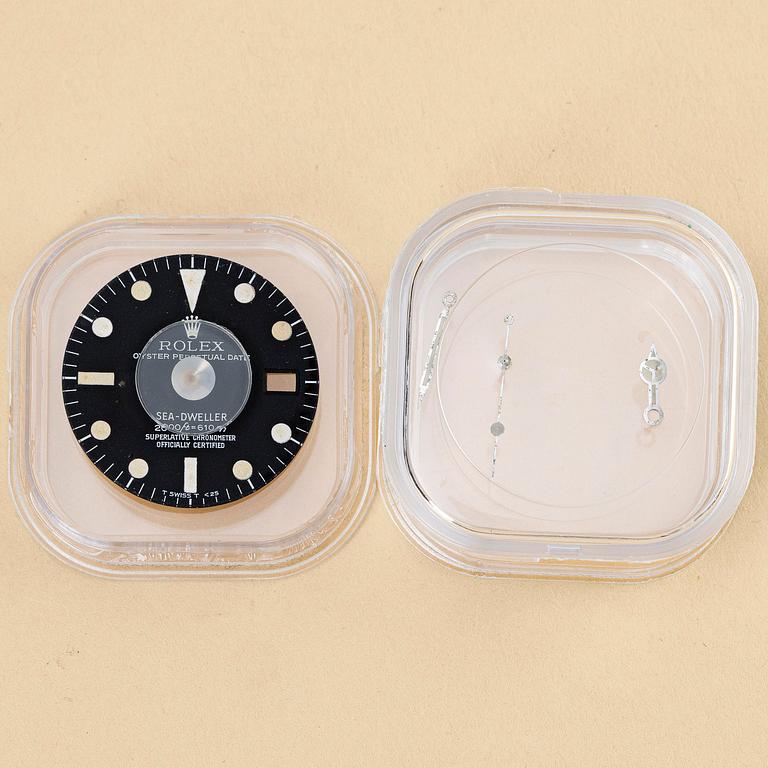 Rolex, urtavla och visare till Sea-Dweller ref. 1665, ”Great White Mark II Rail Dial”, ca 1978.
