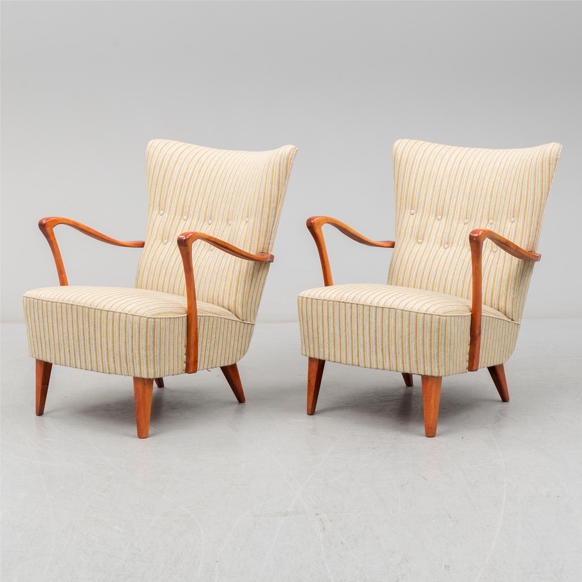 SOFFA SAMT FÅTÖLJER, ett par, 1940-/50-tal.