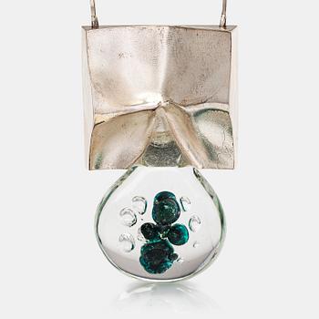 Björn Weckström, A sterling silver and acrylic necklace "Big drop". Lapponia 1973.