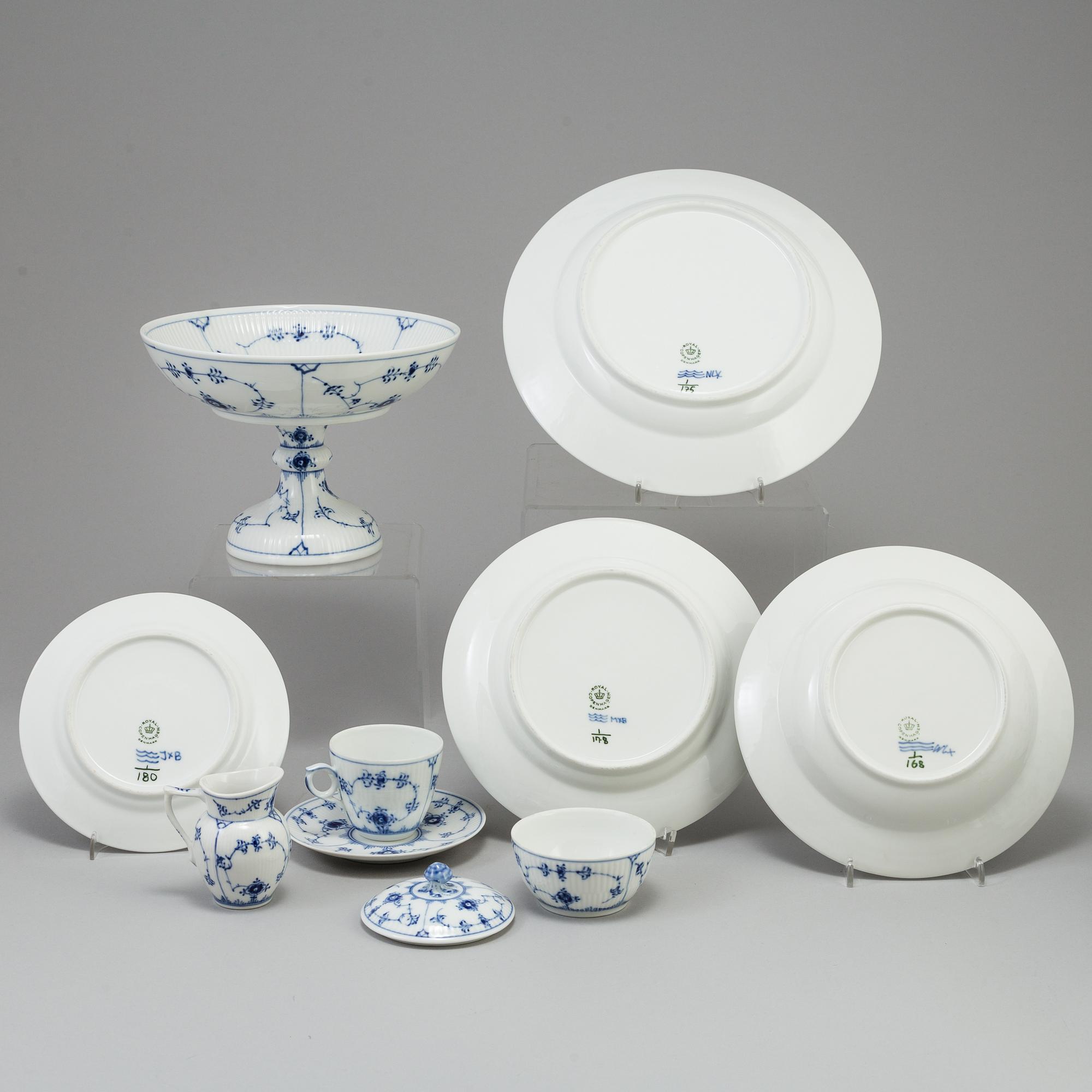 A Danish Royal Copenhagen "Blue Fluted" 36 piece porcelain coffee- and dinner service.