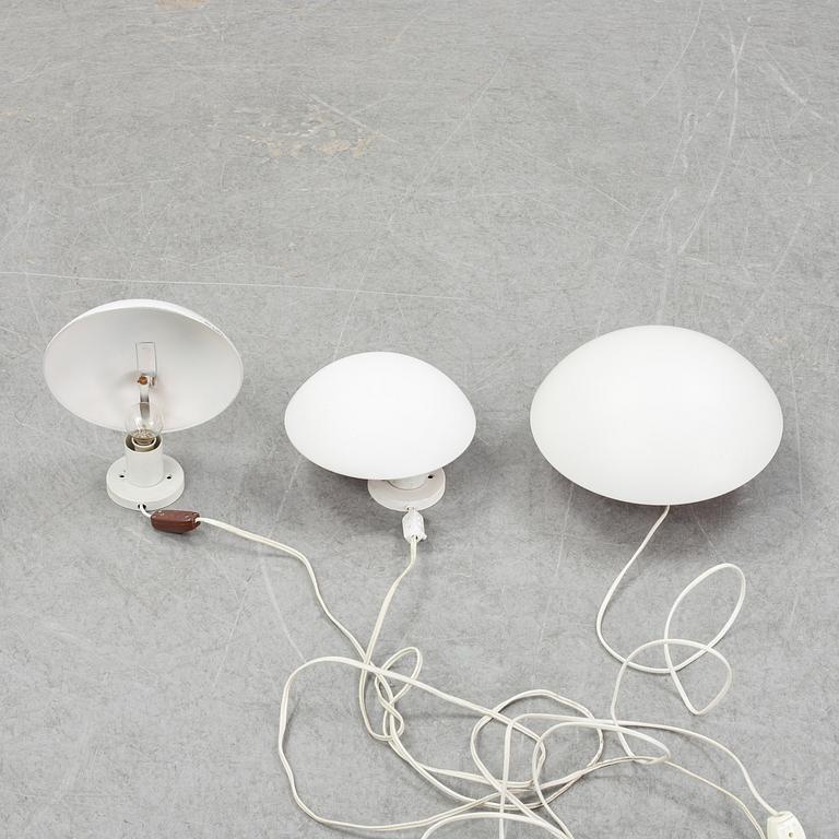 Poul Henningsen, a set of three white lacquered 'PH-Hat' wall lights by Louis Poulsen, 1960's.