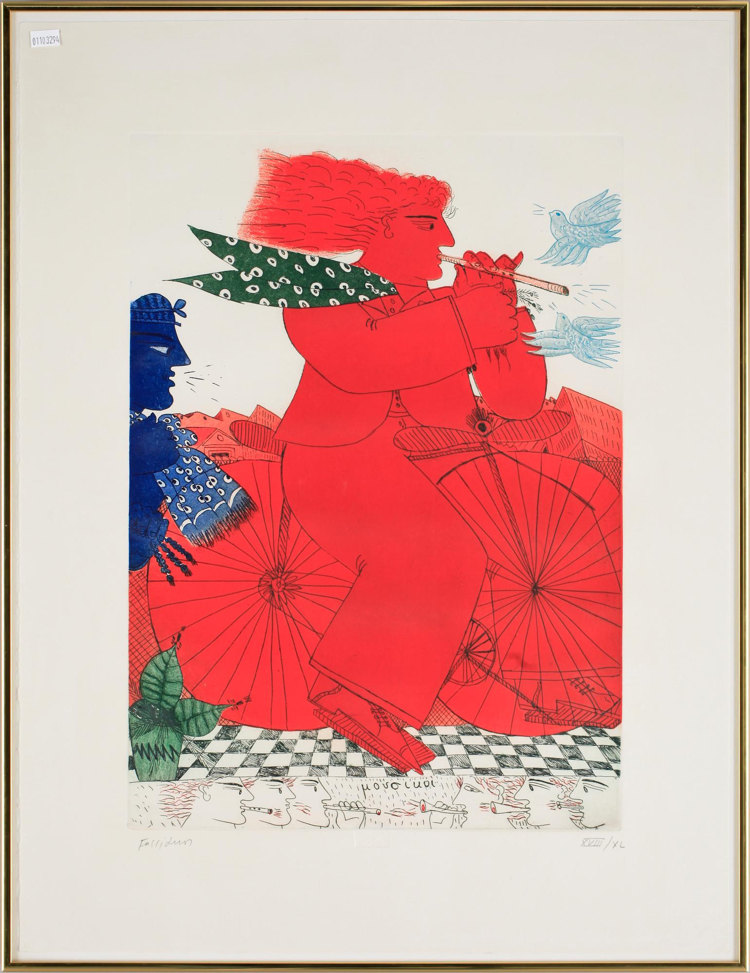 OKÄND KONSTNÄR, färgetsning, sign numr XVIII/XL, 1900-talets andra hälft.