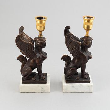 A pair of presumably Russian Empire candlesticks, early 19th Century.