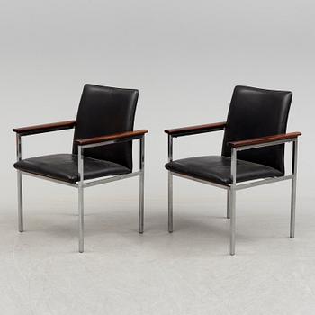 A pair of armchairs, possibly by Sigvard Bernadotte, 1960's.