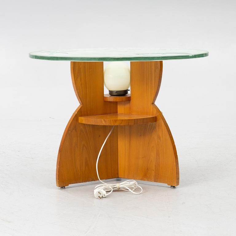 A Swedish Modern coffee table with lighting, 1930s/40s.