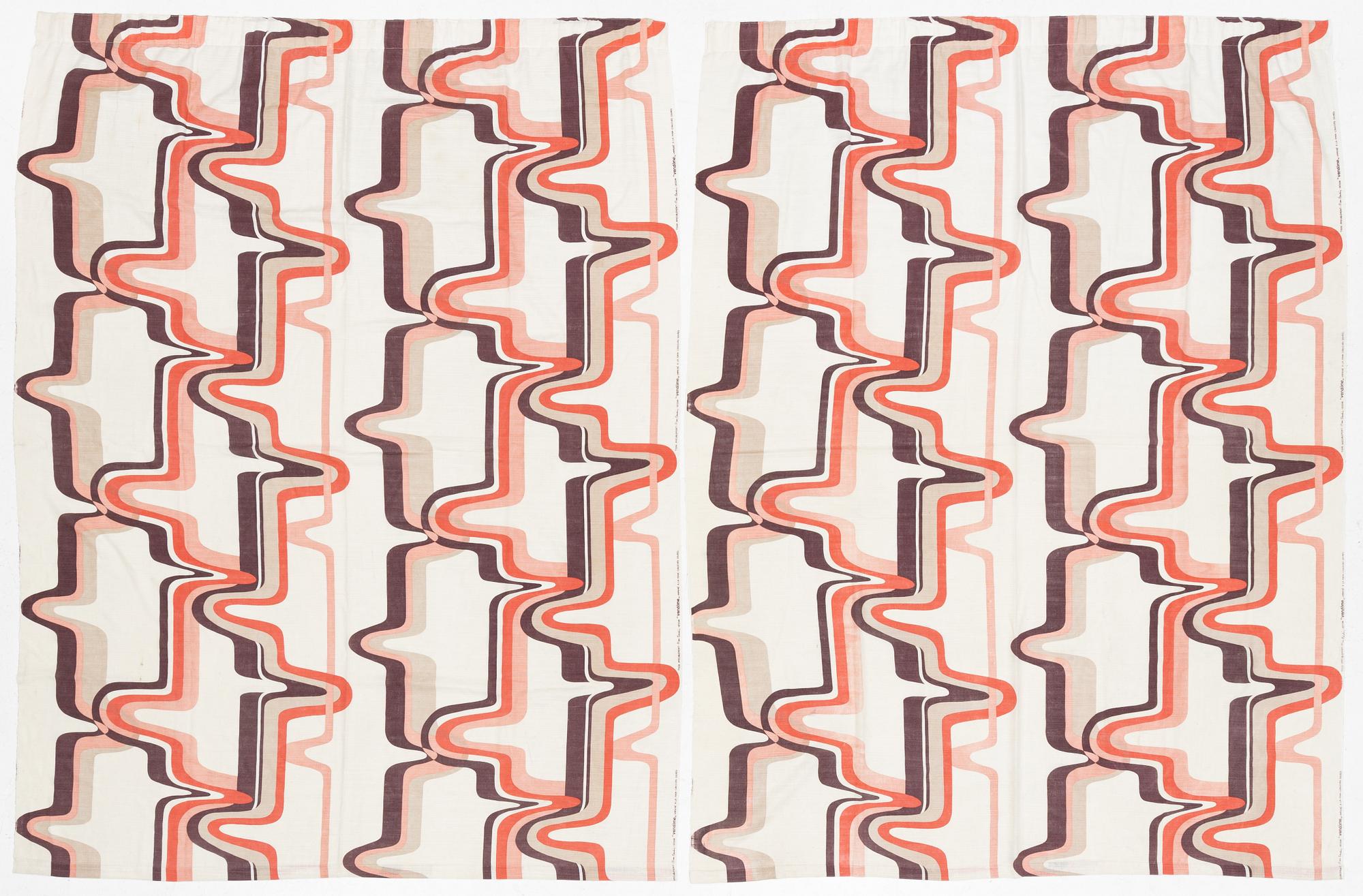 Pierre Cardin, two 'vendôme" curtains for P.Kaufamann, 1960's/70's.