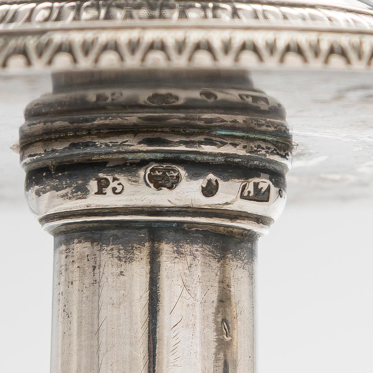 Pehr och Adolf Zethelius, kandelabrar, ett par, silver, Stockholm 1797 och 1824. Empire.