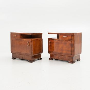 Bedside tables, a pair, first half of the 20th century.
