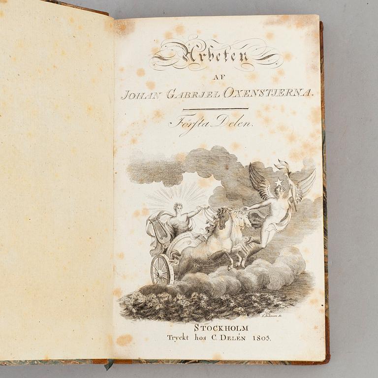 Oxenstiernas arbeten, med den ovanliga, femte delen (5 vol).