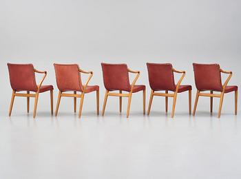 Axel Larsson, karmstolar, fem stycken, Svenska Möbelfabrikerna Bodafors, 1961.