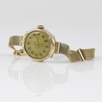 DAMARMBANDSUR SAMT DAMFICKUR, guld 14K, 1900-talets första hälft. Tot ca 38 gram.