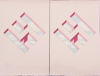 Oscar Reutersvärd, four color lithographs, signed 37/120, 46/120, 47/120 and HC.