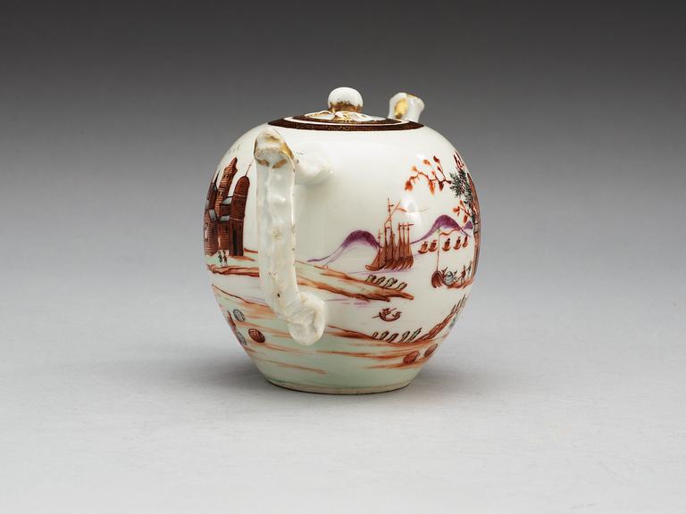TEKANNA med LOCK, kompaniporslin. Qing dynastin, Qianlong  (1736-95).
