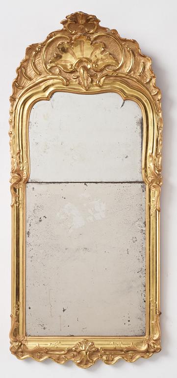 A Swedish giltwood rococo mirror, Stockholm, later part 18th century.