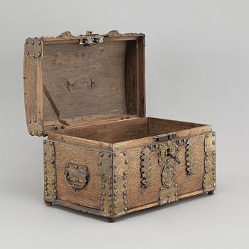 A wooden and brass box, around the turn of the century.