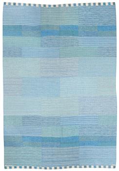 703. CARPET. "Muren, ljusblå". Flat weave (rölakan). 256 x 173 cm. Signed AB MMF MR.