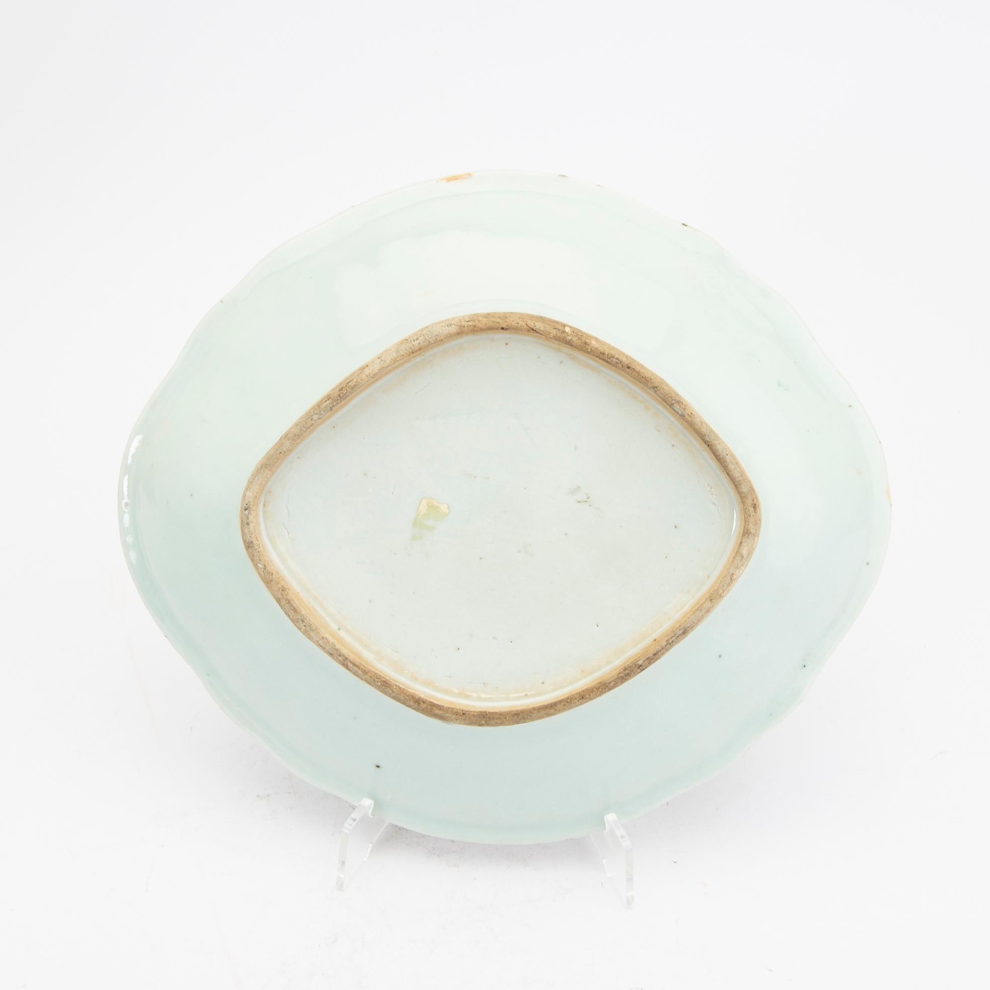 Bålskål samt fat 3 st Kina  Kanton sent 1800-tal porslin.