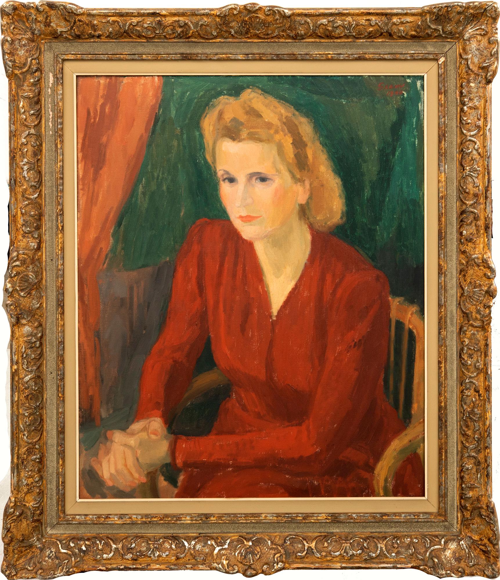 Lennart Gram, Portrait of a Woman in a Red Dress.